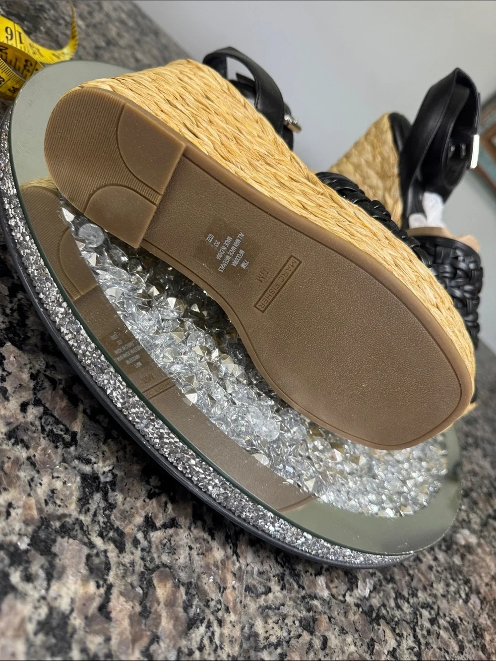 Marc Fisher Godina Black Woven Espadrille Wedge Sandals NEW 7.5